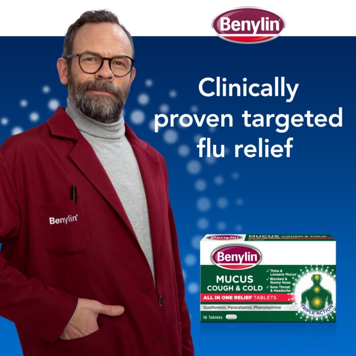 Benylin Mucus Cough & Cold All In One Relief – 16 Tablets