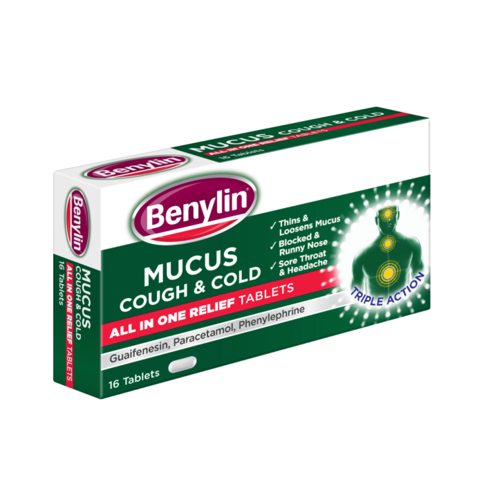 Benylin Mucus Cough & Cold All In One Relief – 16 Tablets