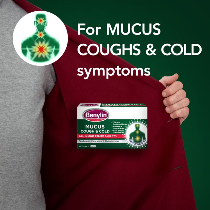 Benylin Mucus Cough & Cold All In One Relief – 16 Tablets