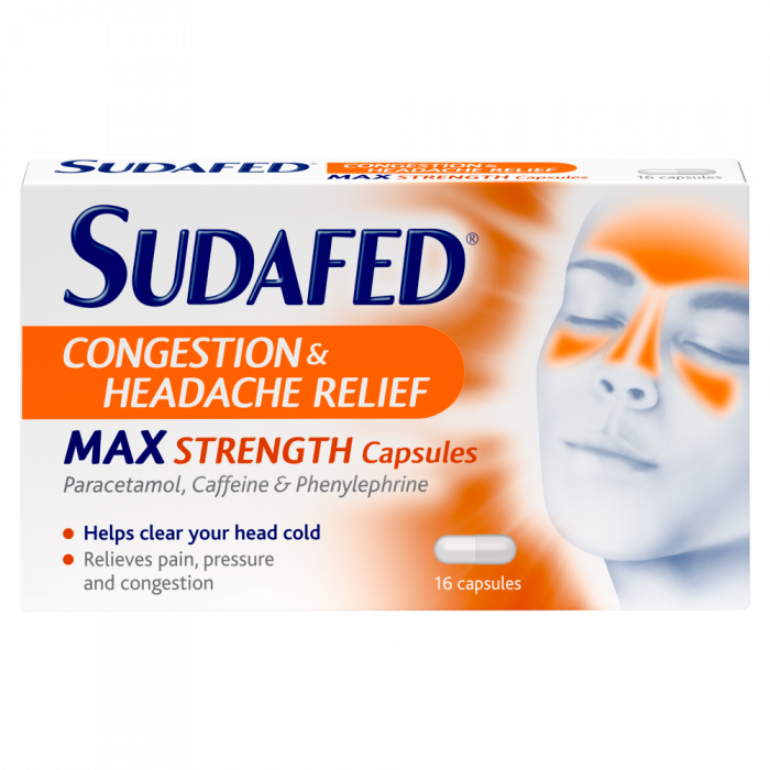 Sudafed Congestion and Headache Relief Max Strength - 16 Capsules