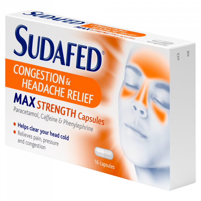 Sudafed Congestion and Headache Relief Max Strength - 16 Capsules