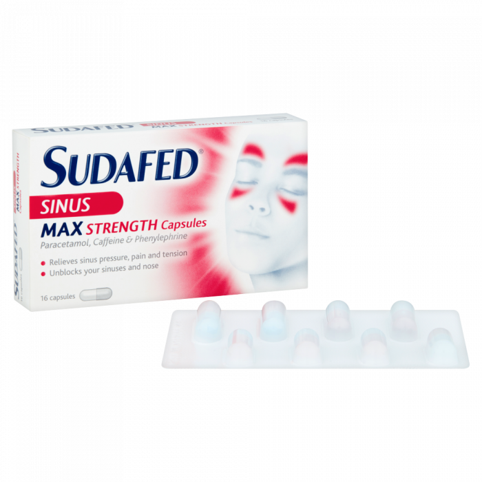 Sudafed Sinus Max Strength – 16 Capsules