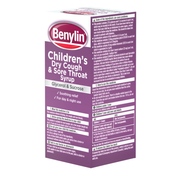 Benylin Children's Dry Cough & Sore Throat Syrup 1+ Year - 125ml