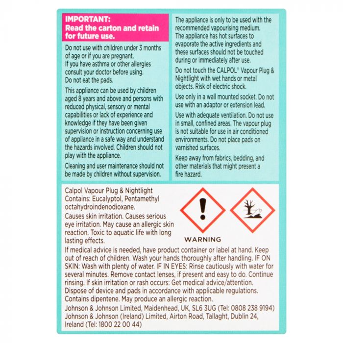 Calpol Vapour Plug & Nightlight with 3 Refills