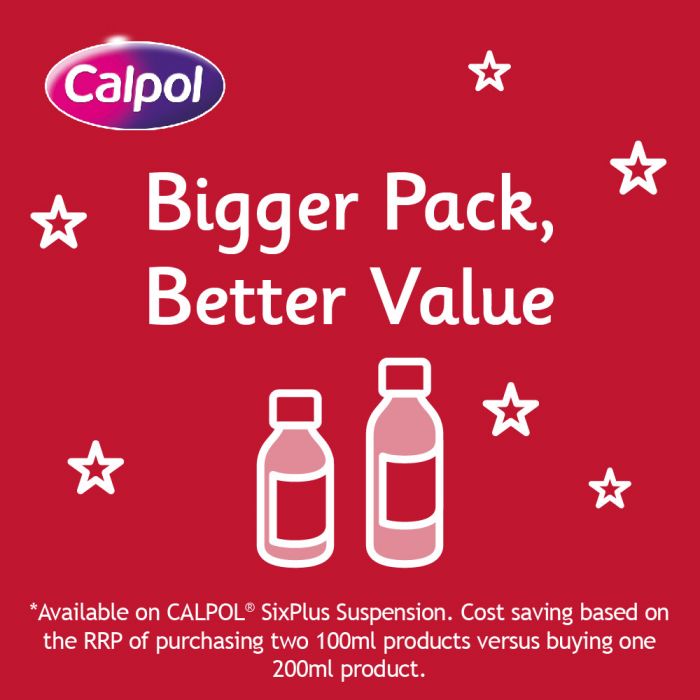 Calpol SixPlus Sugar Free Strawberry Suspension - 200ml
