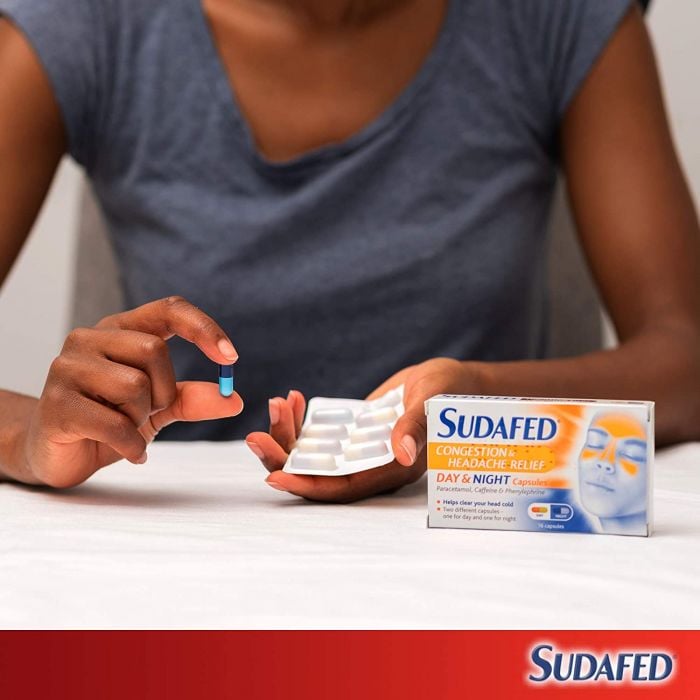 Sudafed Congestion & Headache Relief Day & Night – 16 Capsules