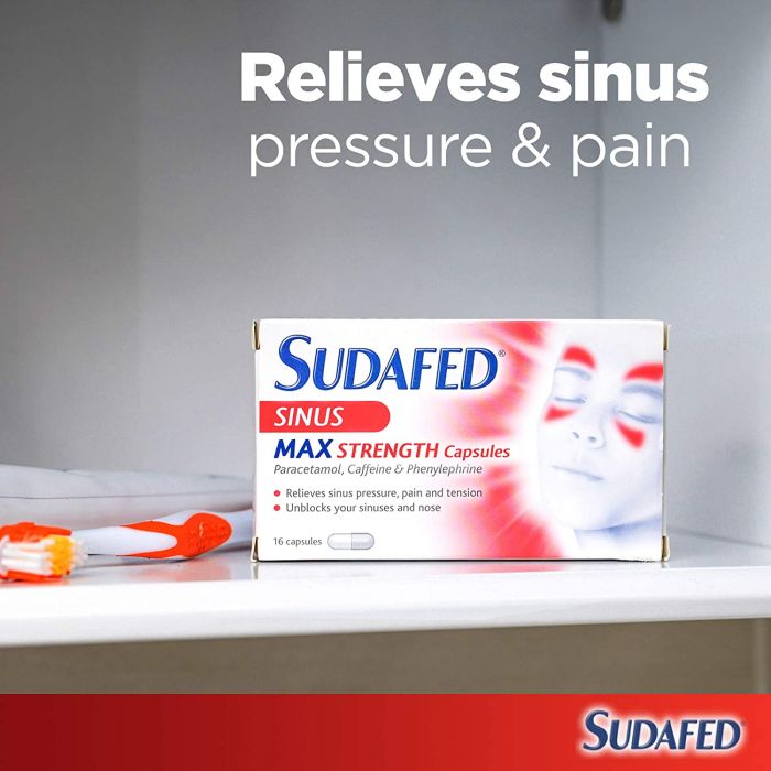 Sudafed Sinus Max Strength – 16 Capsules