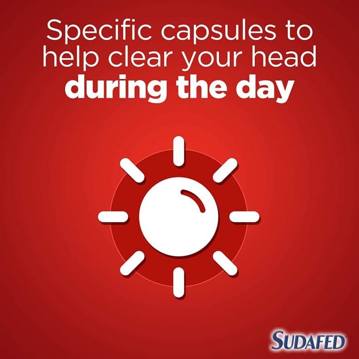 Sudafed Congestion & Headache Relief Day & Night – 16 Capsules
