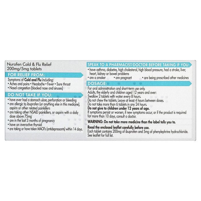 Nurofen Cold & Flu 200mg/5mg - 24 Tablets