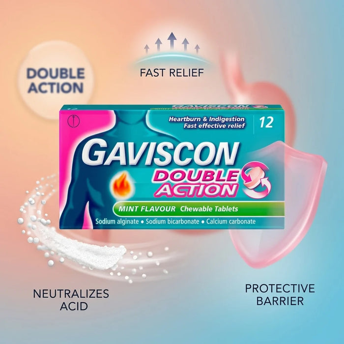 GAVISCON DOUBLE ACTION CHEWABLE  TABLETS (12's)
