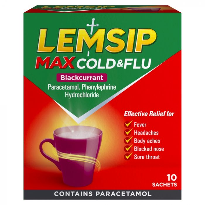 Lemsip Max Cold & Flu Blackcurrant – 10 Sachets