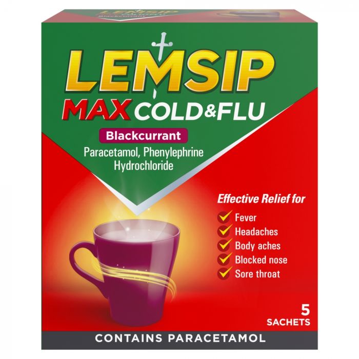 Lemsip Max Cold And Flu Blackcurrant - 5 Sachets