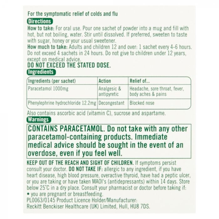 Lemsip Max Cold And Flu Blackcurrant - 5 Sachets