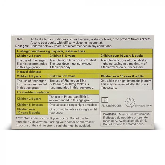 Phenergan 25mg (Promethazine Hydrochloride) - 56 Tablets