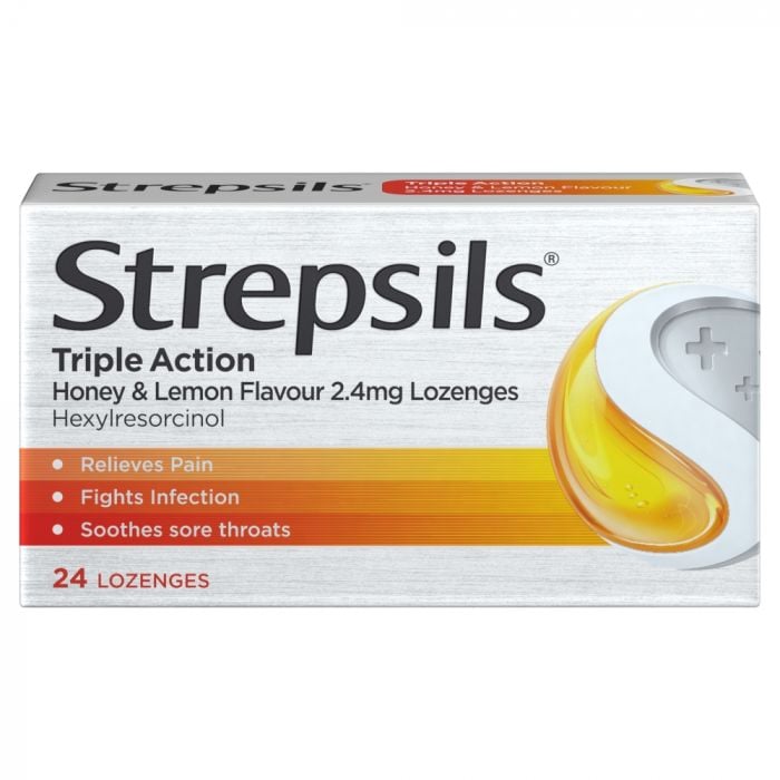 Strepsils Sore Throat Pain Relief Honey & Lemon - 24 Lozenges