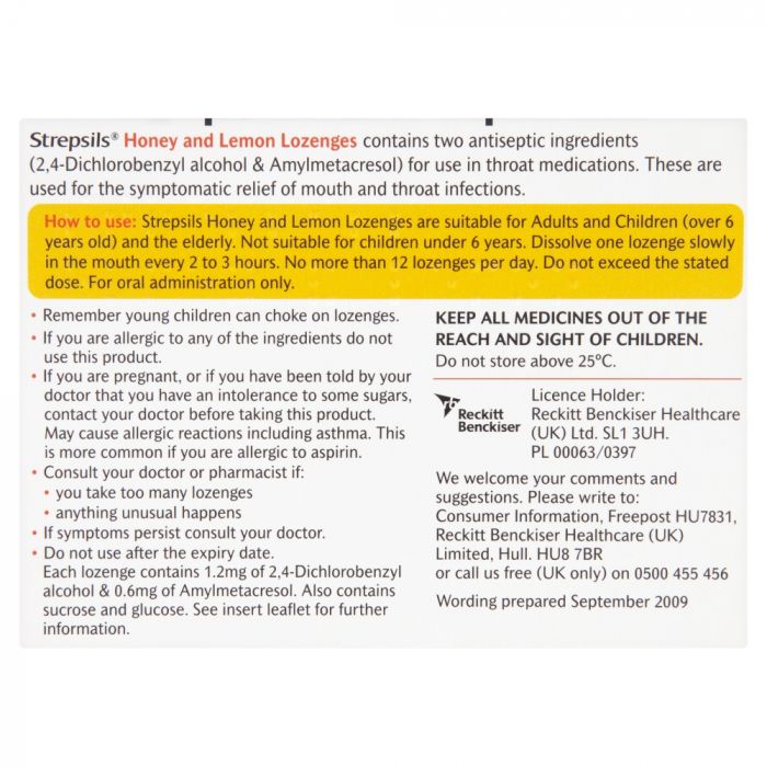 Strepsils Honey & Lemon - 16 Lozenges